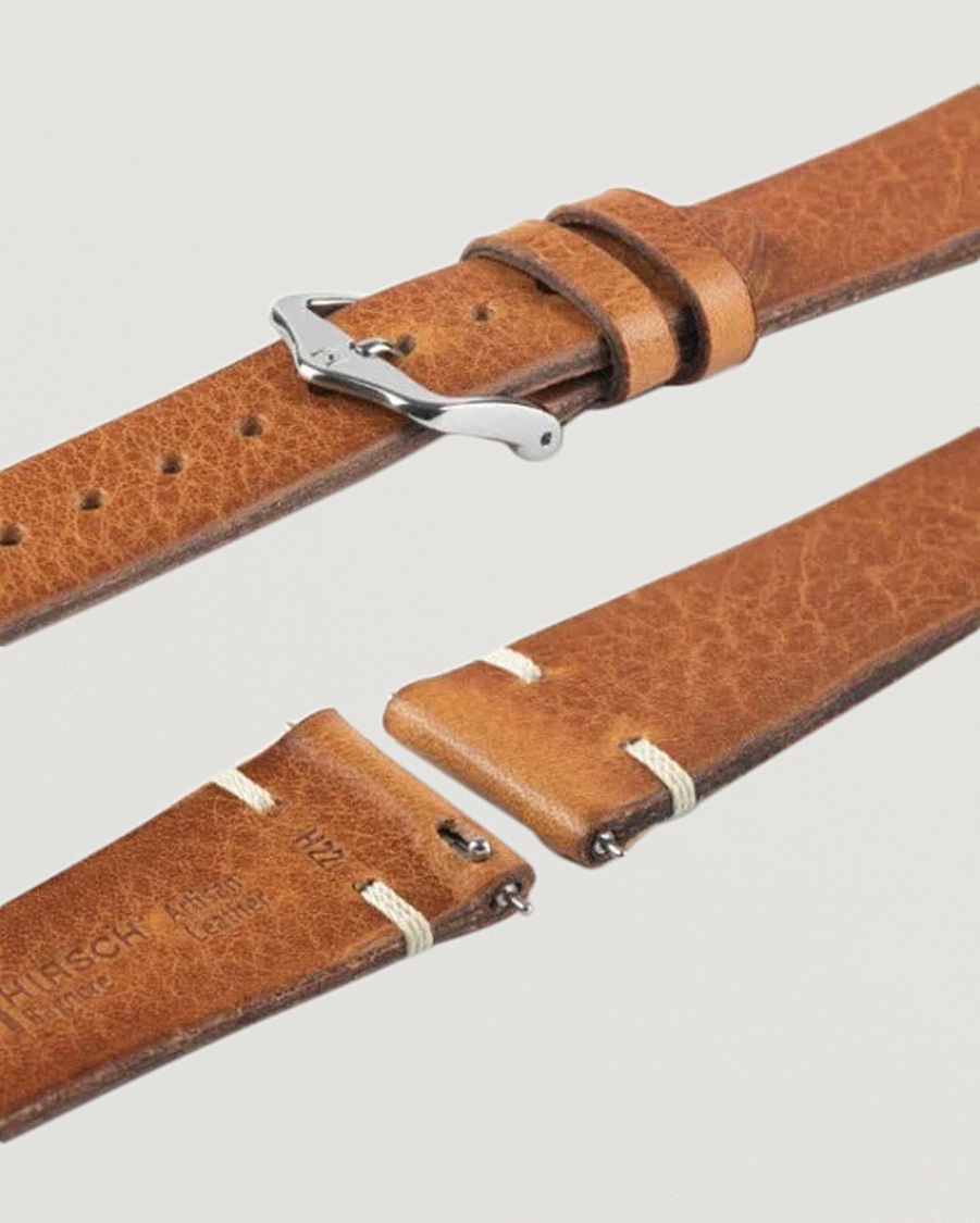 Herre | Urremme | HIRSCH | Bagnore Vintage Leather Watch Strap Golden Brown