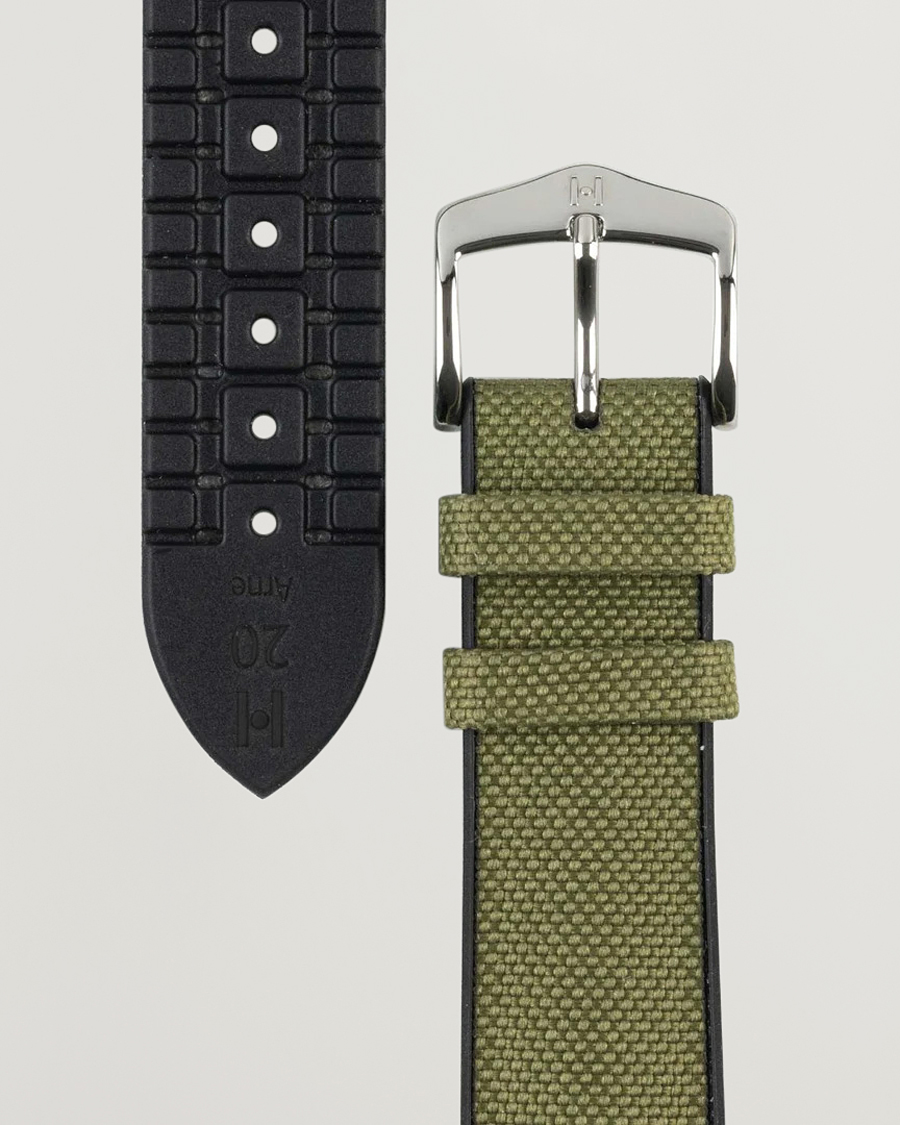 Herre | HIRSCH | HIRSCH | Arne Sailcloth Effect Performance Watch Strap Olive