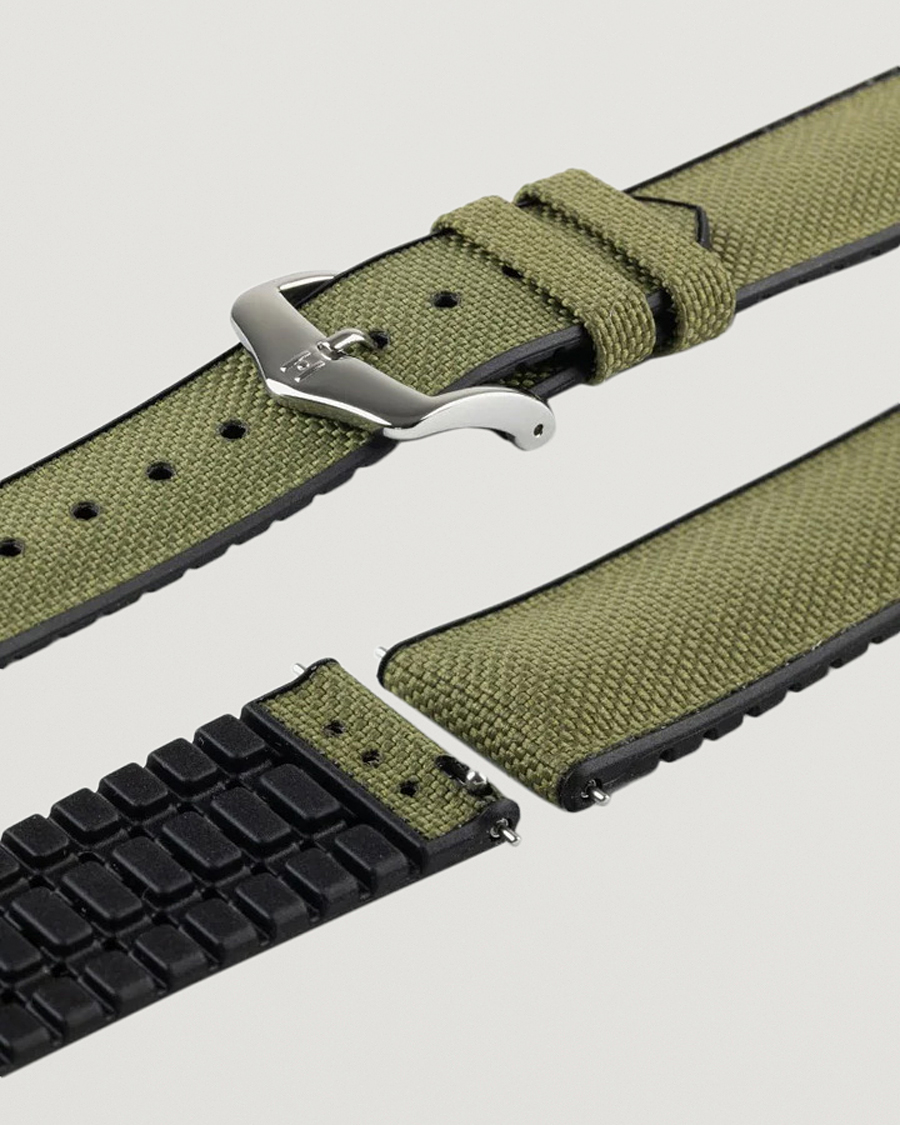 Herre | Urremme | HIRSCH | Arne Sailcloth Effect Performance Watch Strap Olive