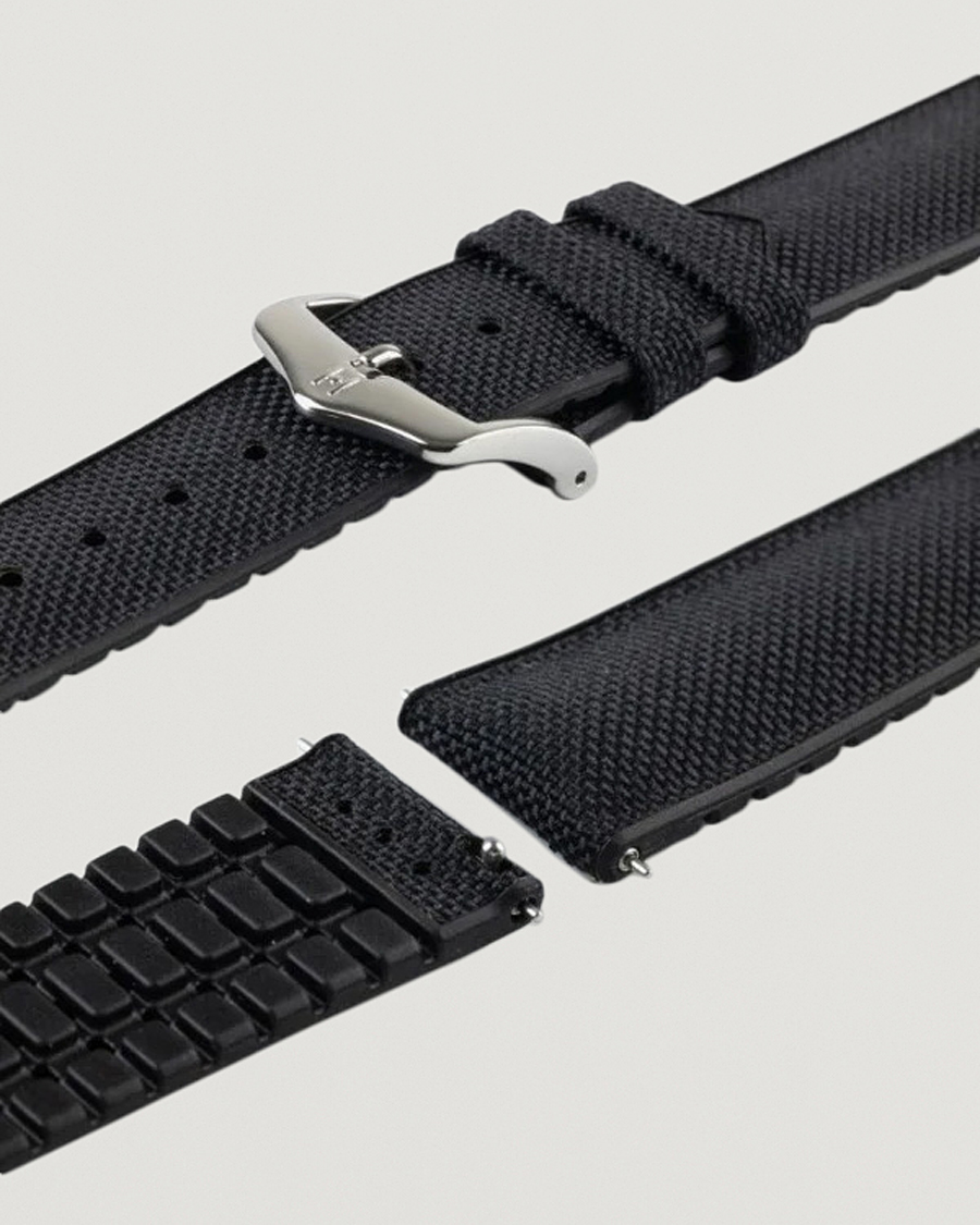 Herre | Urremme | HIRSCH | Arne Sailcloth Effect Performance Watch Strap Black