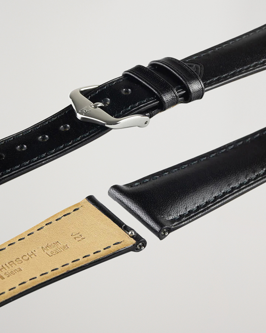 Herre | Urremme | HIRSCH | Siena Tuscan Leather Watch Strap Black