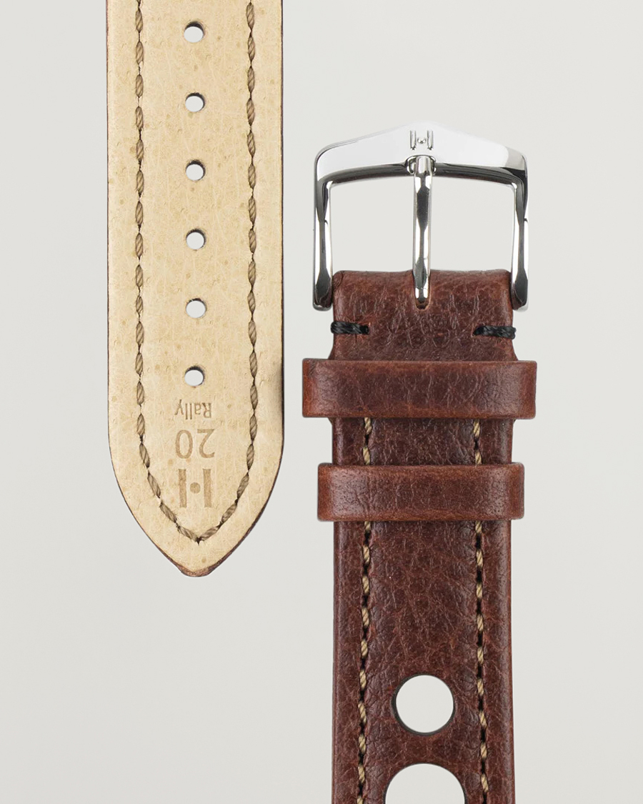 Herre | Urremme | HIRSCH | Rally Natural Leather Racing Watch Strap Brown