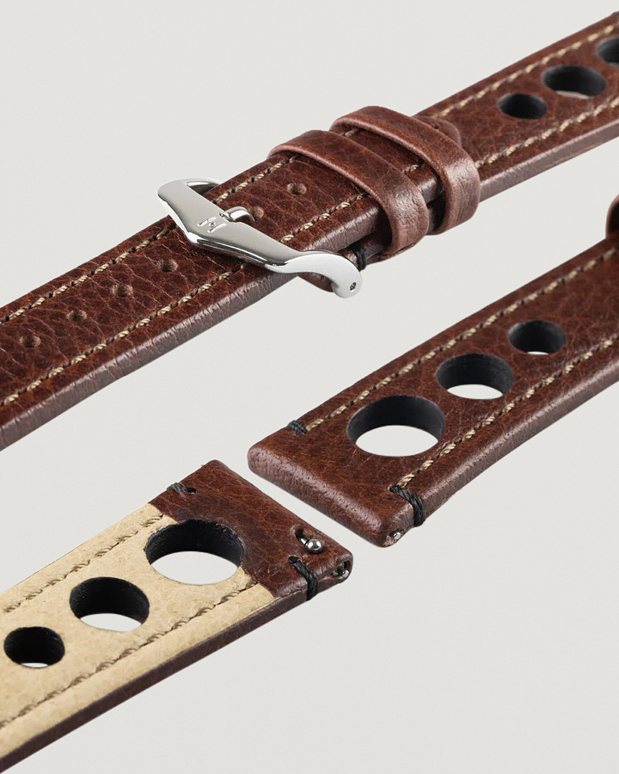 Herre | Urremme | HIRSCH | Rally Natural Leather Racing Watch Strap Brown