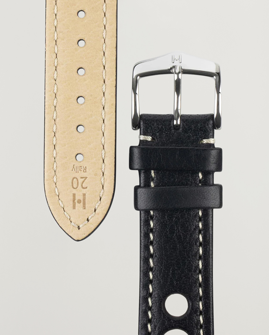 Herre |  |  | HIRSCH Rally Natural Leather Racing Watch Strap Black