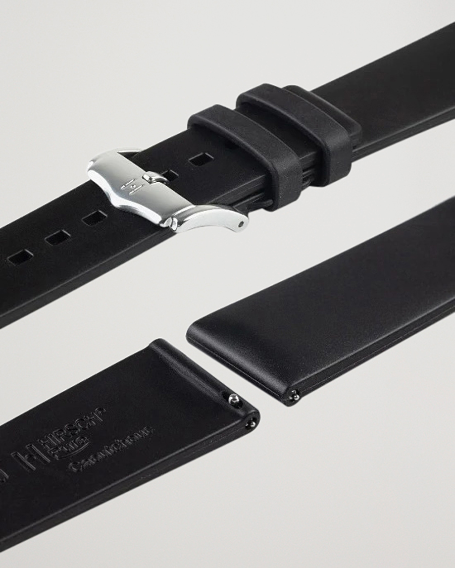 Herre | Urremme | HIRSCH | Pure Natural Rubber Watch Strap Black