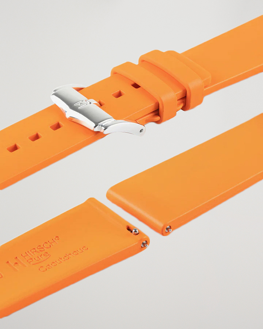 Herre | Urremme | HIRSCH | Pure Natural Rubber Watch Strap Orange