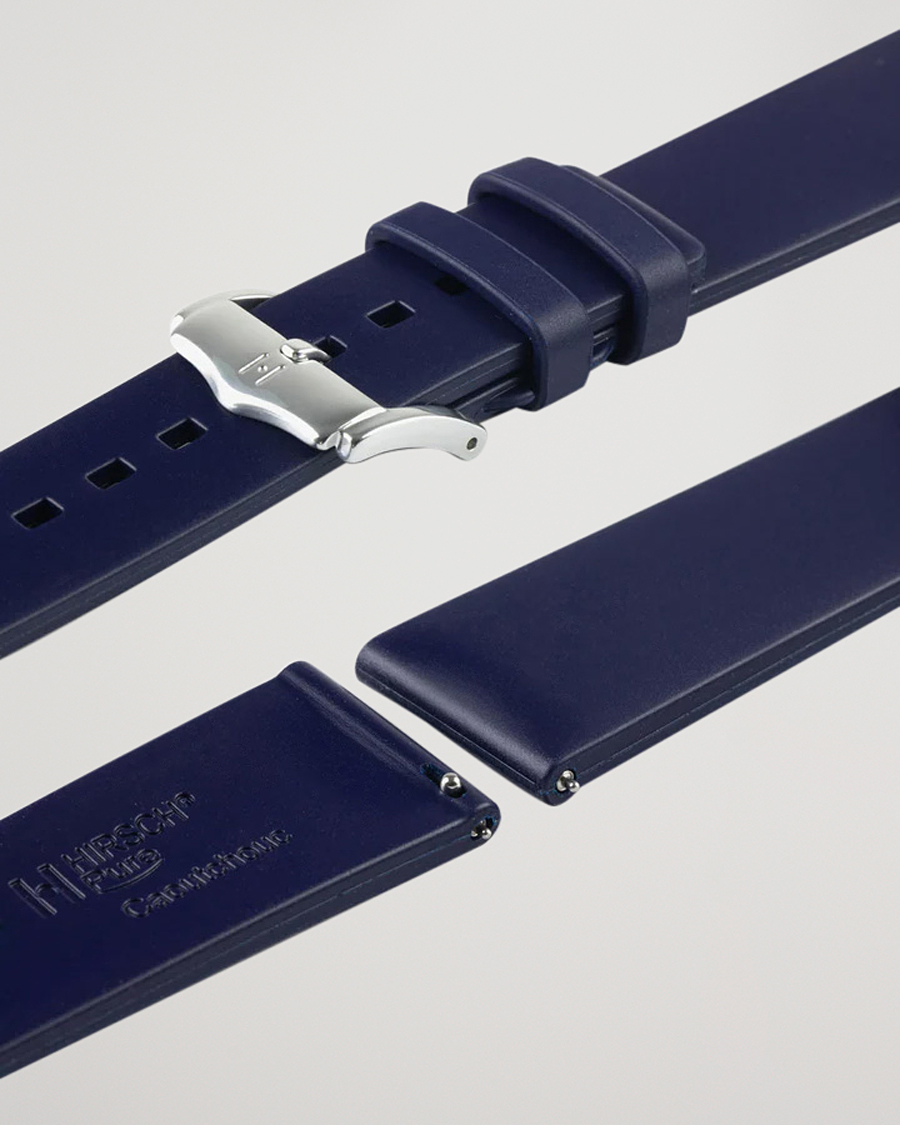 Herre | Urremme | HIRSCH | Pure Natural Rubber Watch Strap Blue