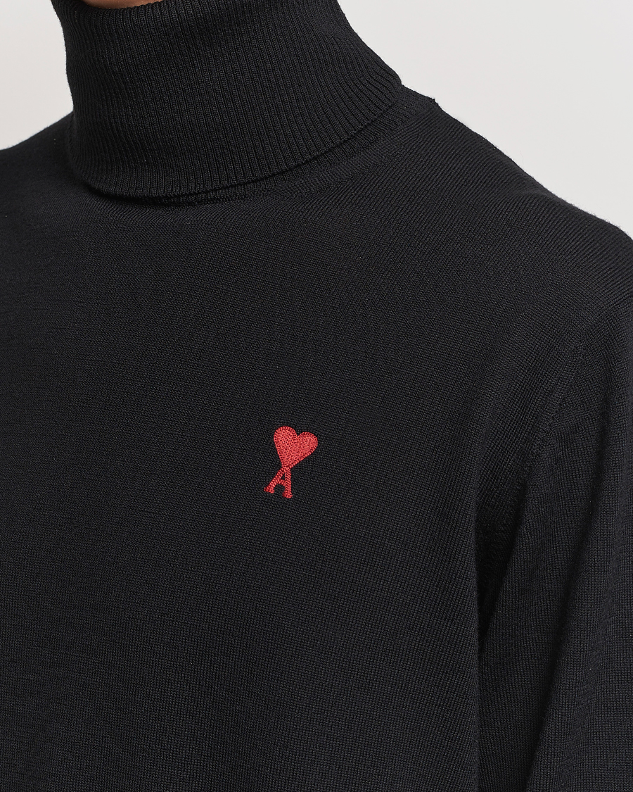 Herre | Trøjer | AMI | Heart Logo Wool Turtleneck Black