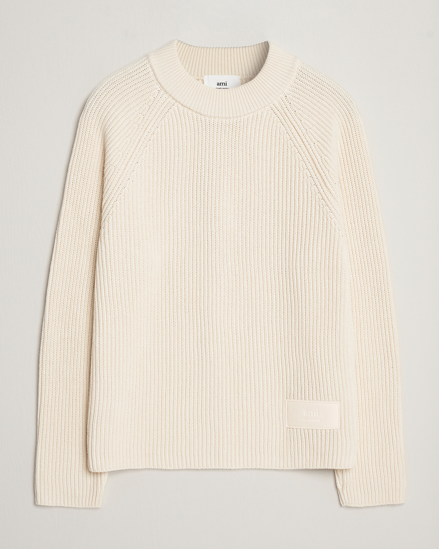 Herre | Trøjer | AMI | Heavy Knitted Crew Neck Ivory