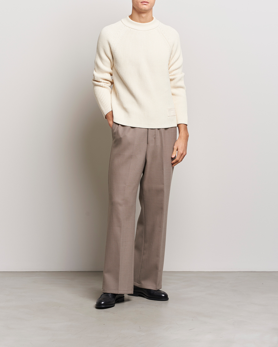 Herre | Trøjer | AMI | Heavy Knitted Crew Neck Ivory