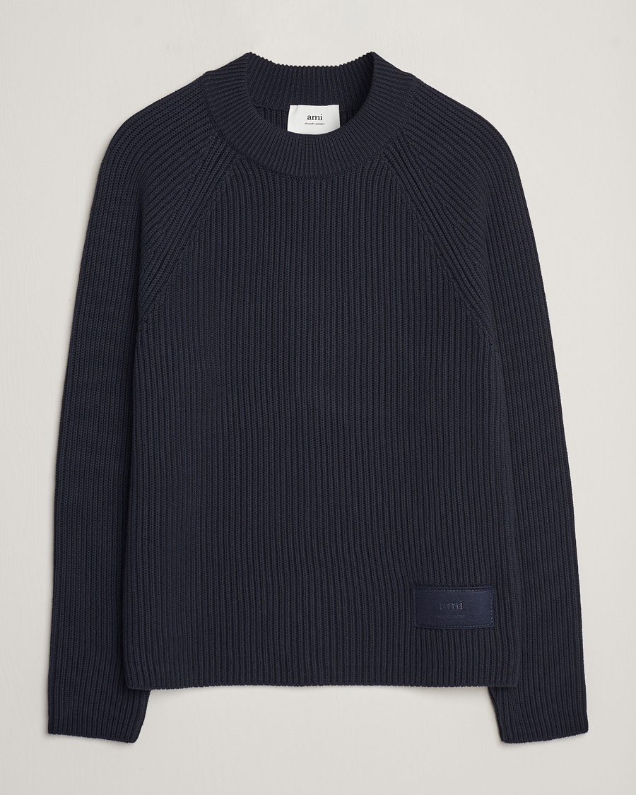 Herre | Trøjer | AMI | Heavy Knitted Crew Neck Night Blue