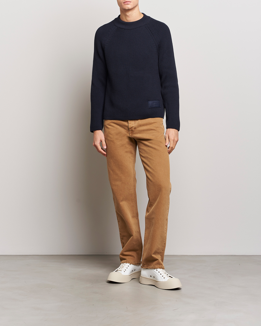Herre | Trøjer | AMI | Heavy Knitted Crew Neck Night Blue