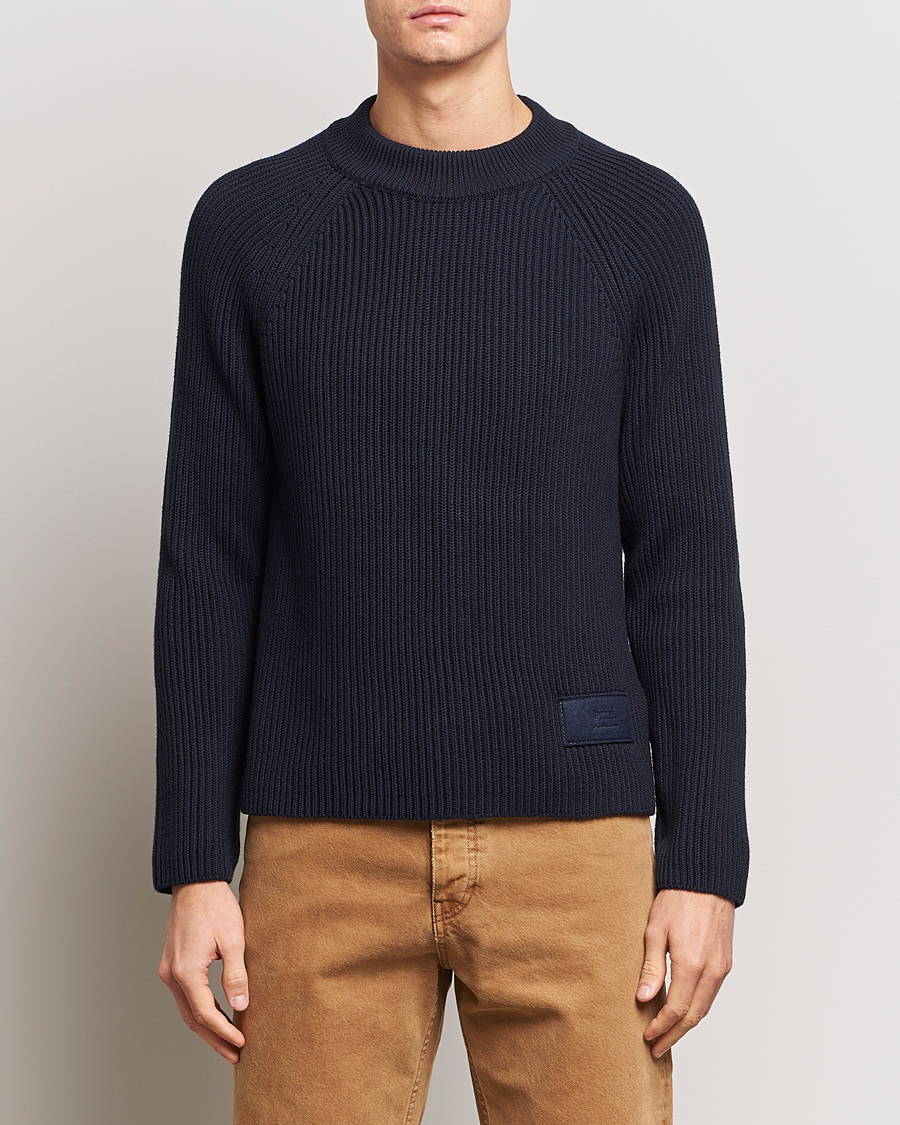 Herre | Trøjer | AMI | Heavy Knitted Crew Neck Night Blue