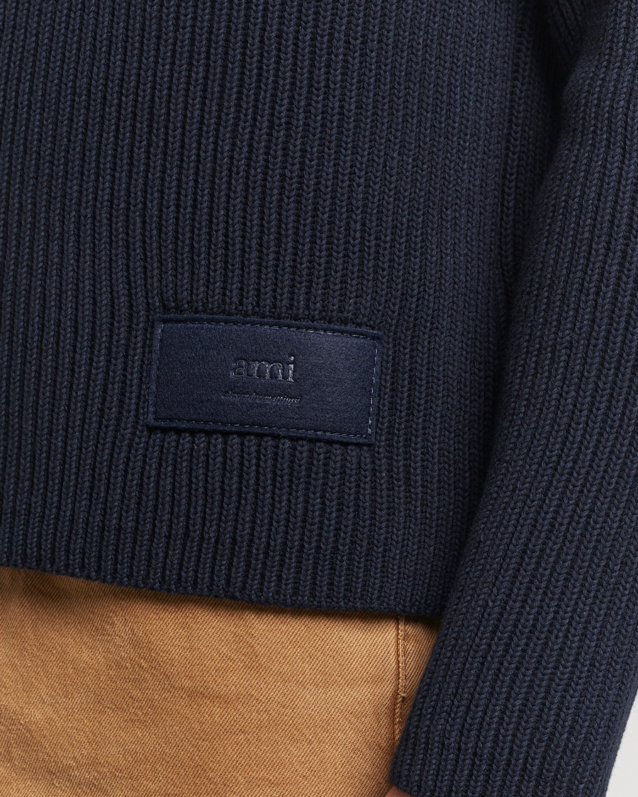 Herre | Trøjer | AMI | Heavy Knitted Crew Neck Night Blue