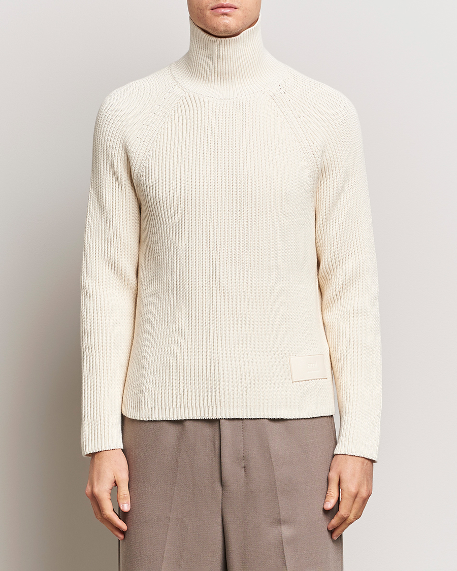 Herre | Trøjer | AMI | Heavy Knitted Turtleneck Ivory