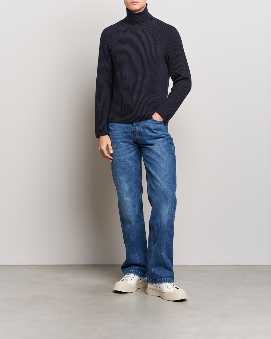 Herre | Trøjer | AMI | Heavy Knitted Turtleneck Night Blue