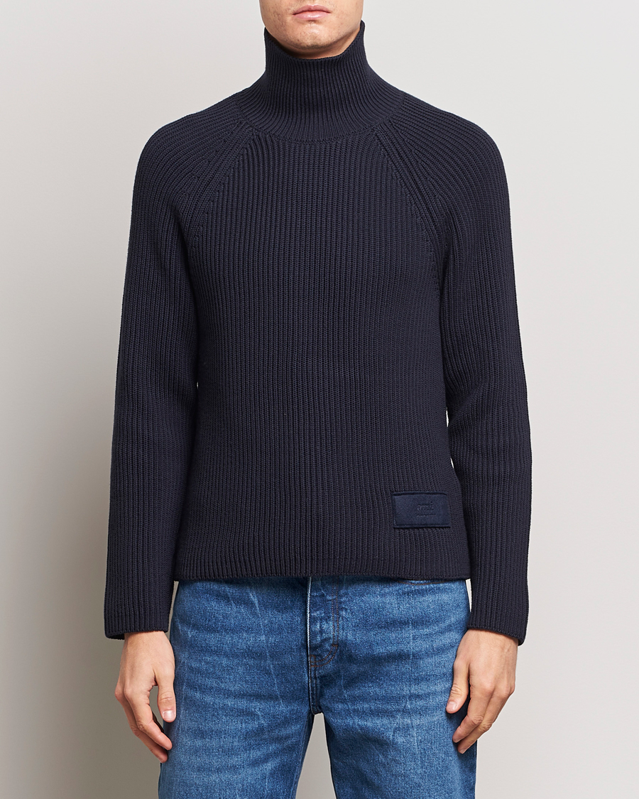 Herre | Trøjer | AMI | Heavy Knitted Turtleneck Night Blue
