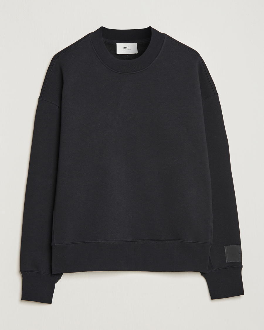 Herre | Trøjer | AMI | Brushed Cotton Crew Neck Sweatshirt Black