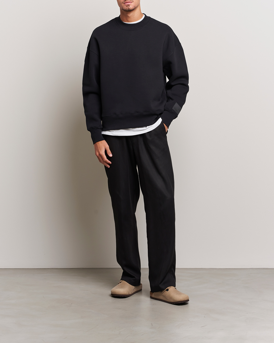 Herre | Trøjer | AMI | Brushed Cotton Crew Neck Sweatshirt Black