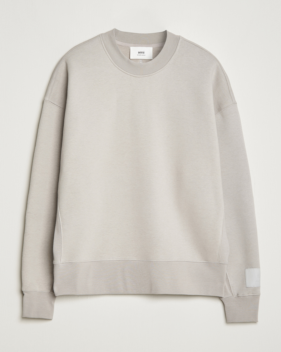 Herre | Trøjer | AMI | Brushed Cotton Crew Neck Sweatshirt Pearl Grey