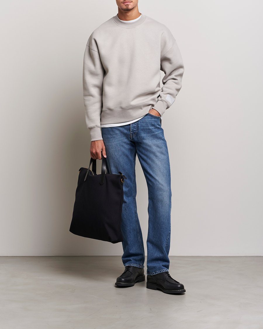 Herre | Trøjer | AMI | Brushed Cotton Crew Neck Sweatshirt Pearl Grey
