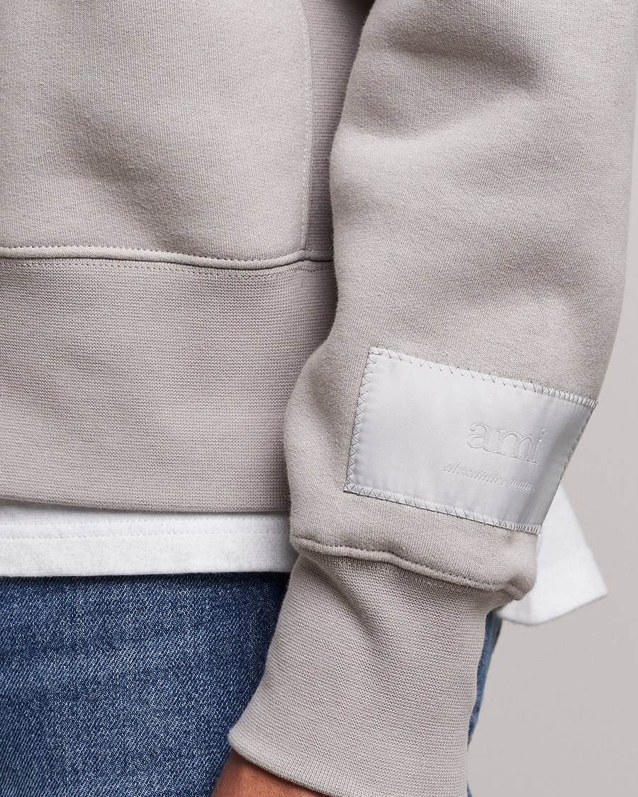 Herre | Trøjer | AMI | Brushed Cotton Crew Neck Sweatshirt Pearl Grey