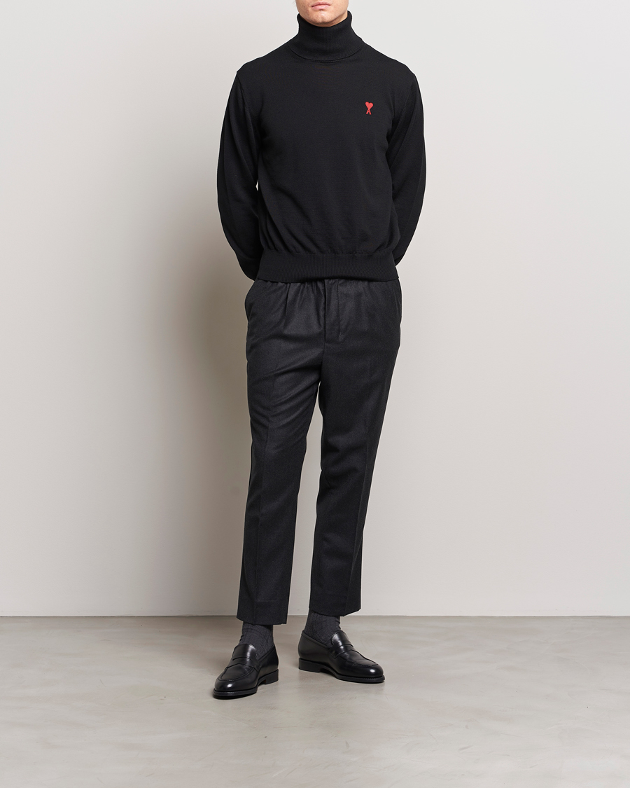 Herre | Bukser | AMI | Flannel Drawstring Trousers Heather Grey