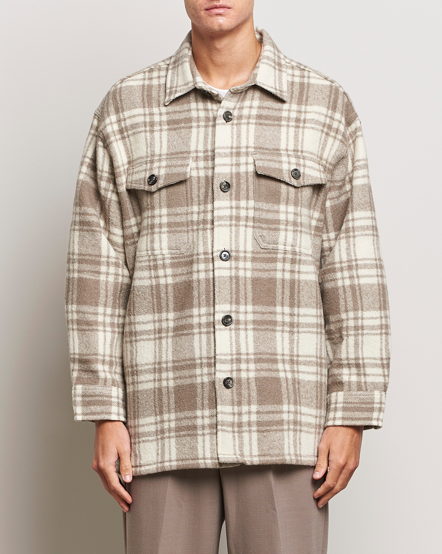 Herre | An overshirt occasion | AMI | Wool Maxi Checked Overshirt Ivory/Clay