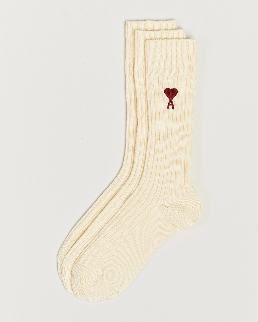Herre | Almindelige sokker | AMI | 3-Pack Heart Logo Socks Off White