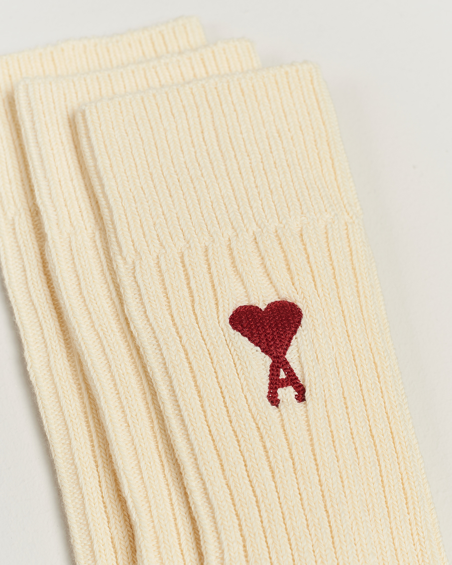 Herre | Almindelige sokker | AMI | 3-Pack Heart Logo Socks Off White