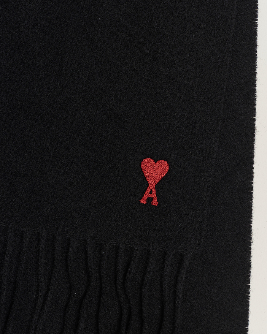 Herre | AMI Heart Logo Scarf Black | AMI | Heart Logo Scarf Black