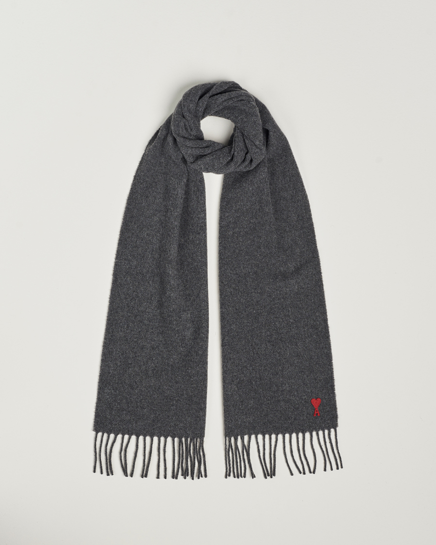 Herre | AMI Heart Logo Scarf Dark Grey | AMI | Heart Logo Scarf Dark Grey
