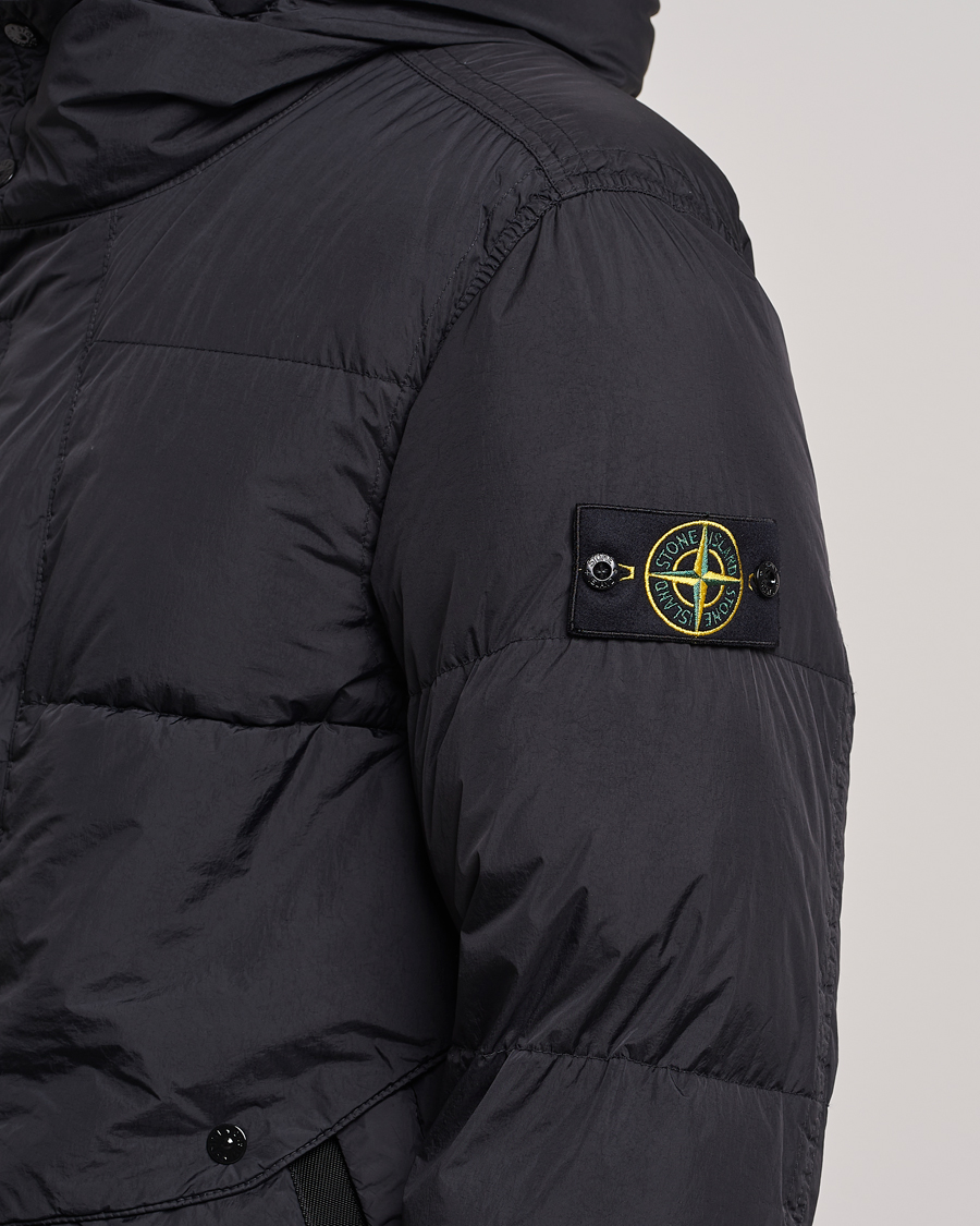 mærkning Gennemsigtig skammel Stone Island Garment Dyed Recycled Nylon Long Down Jacket Black - CareOfCa