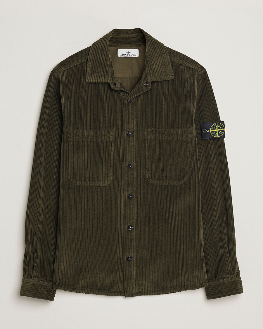 Herre | Skjorter | Stone Island | Garment Dyed Corduroy Overshirt Olive