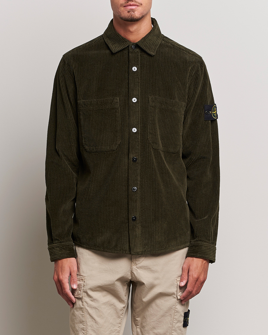Herre | Stone Island | Stone Island | Garment Dyed Corduroy Overshirt Olive