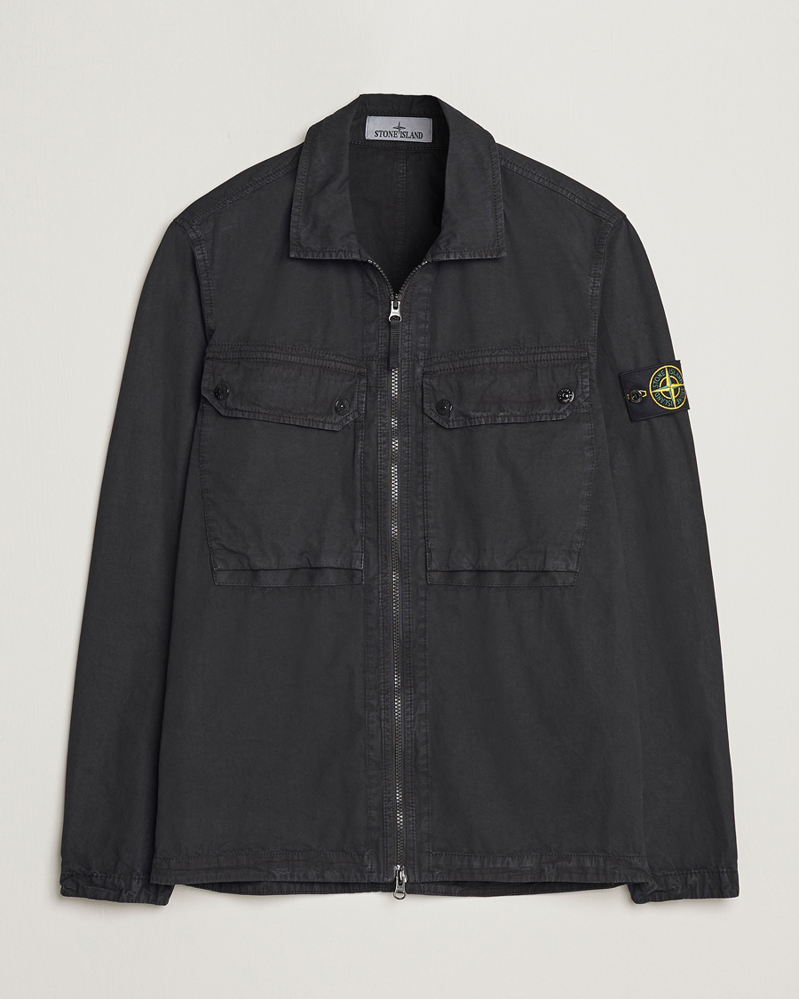 Herre | Skjorter | Stone Island | Garment Dyed Cotton Overshirt Black