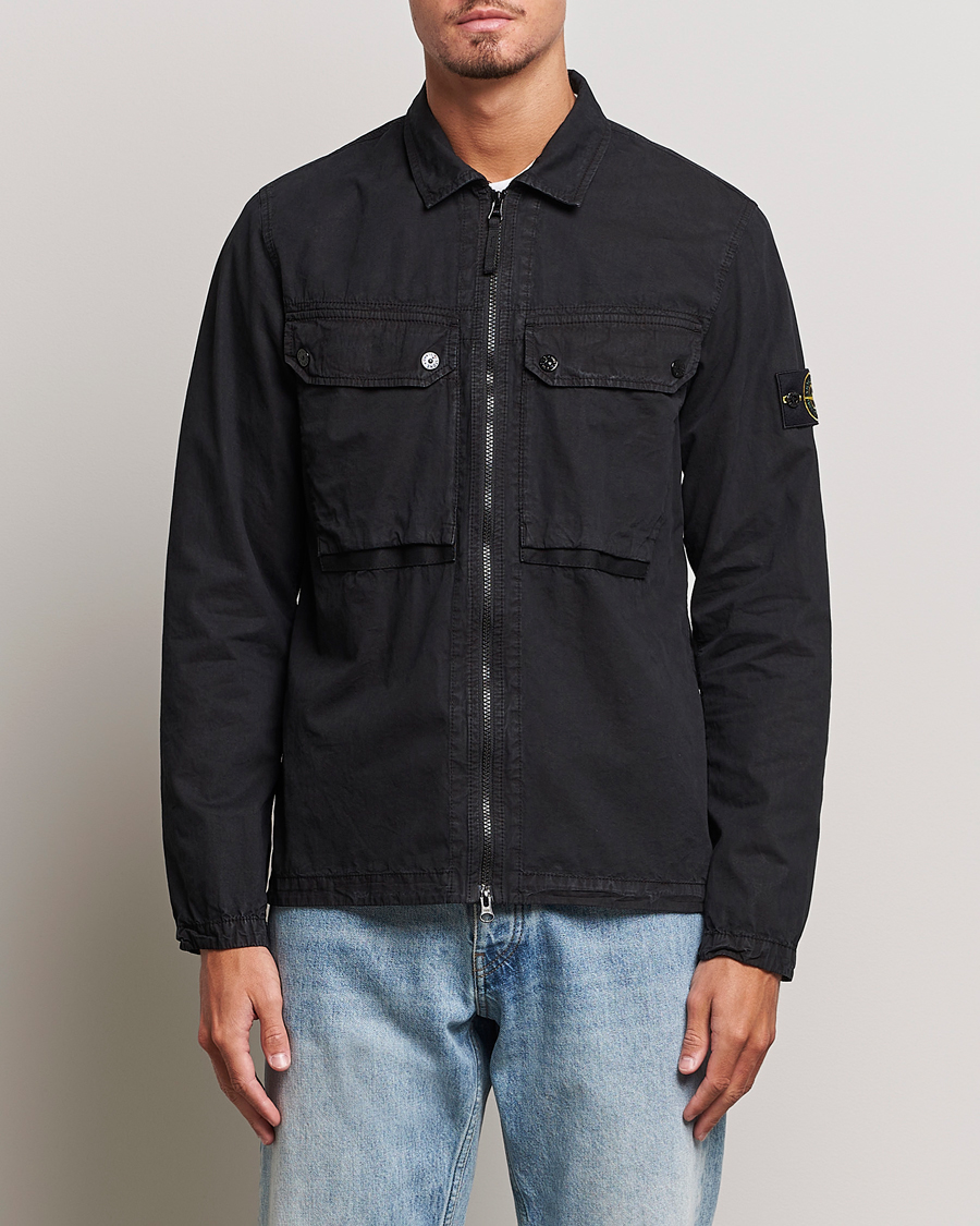 Herre | Skjorter | Stone Island | Garment Dyed  Cotton Overshirt Black