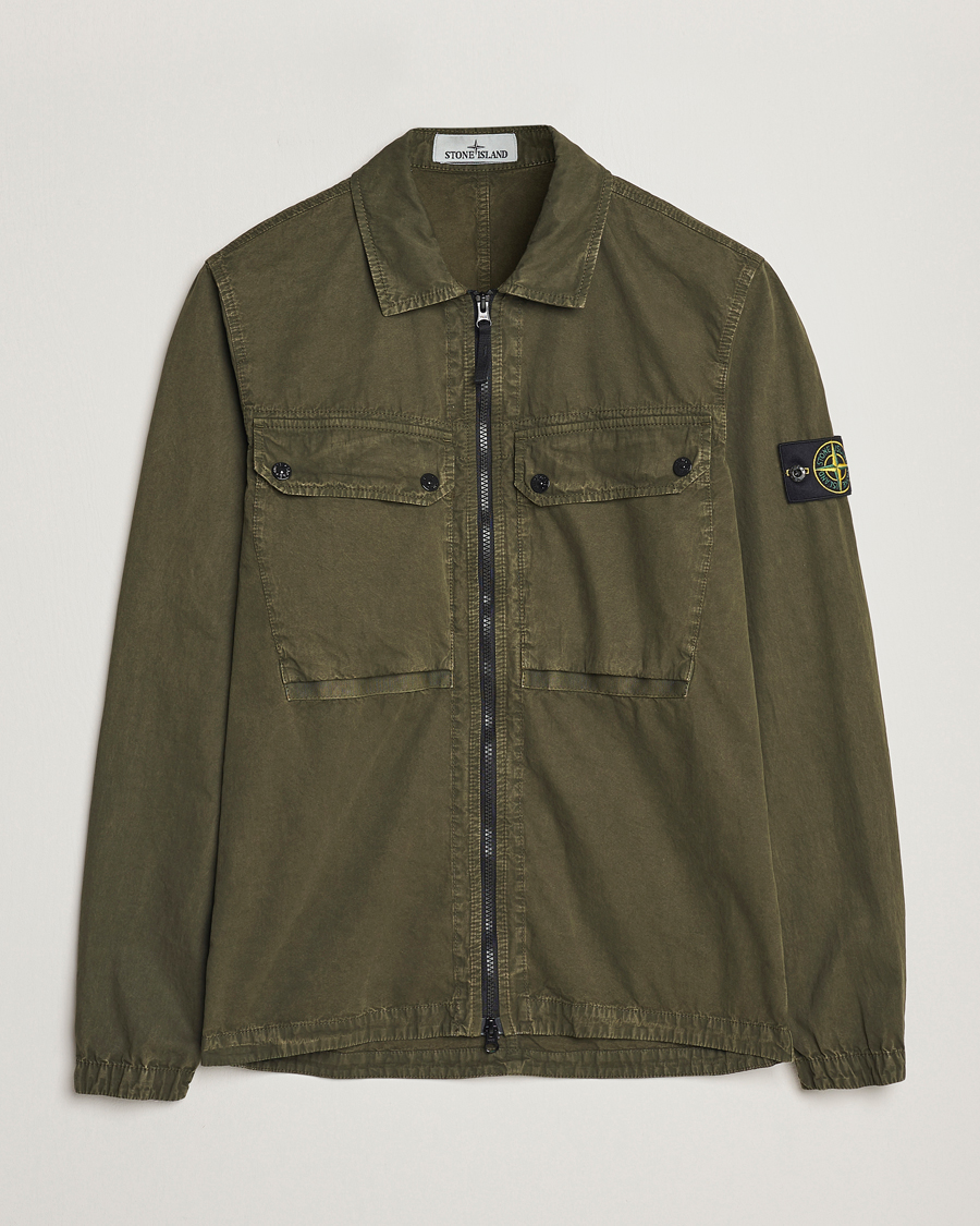 Herre | Skjorter | Stone Island | Garment Dyed Cotton Overshirt Olive