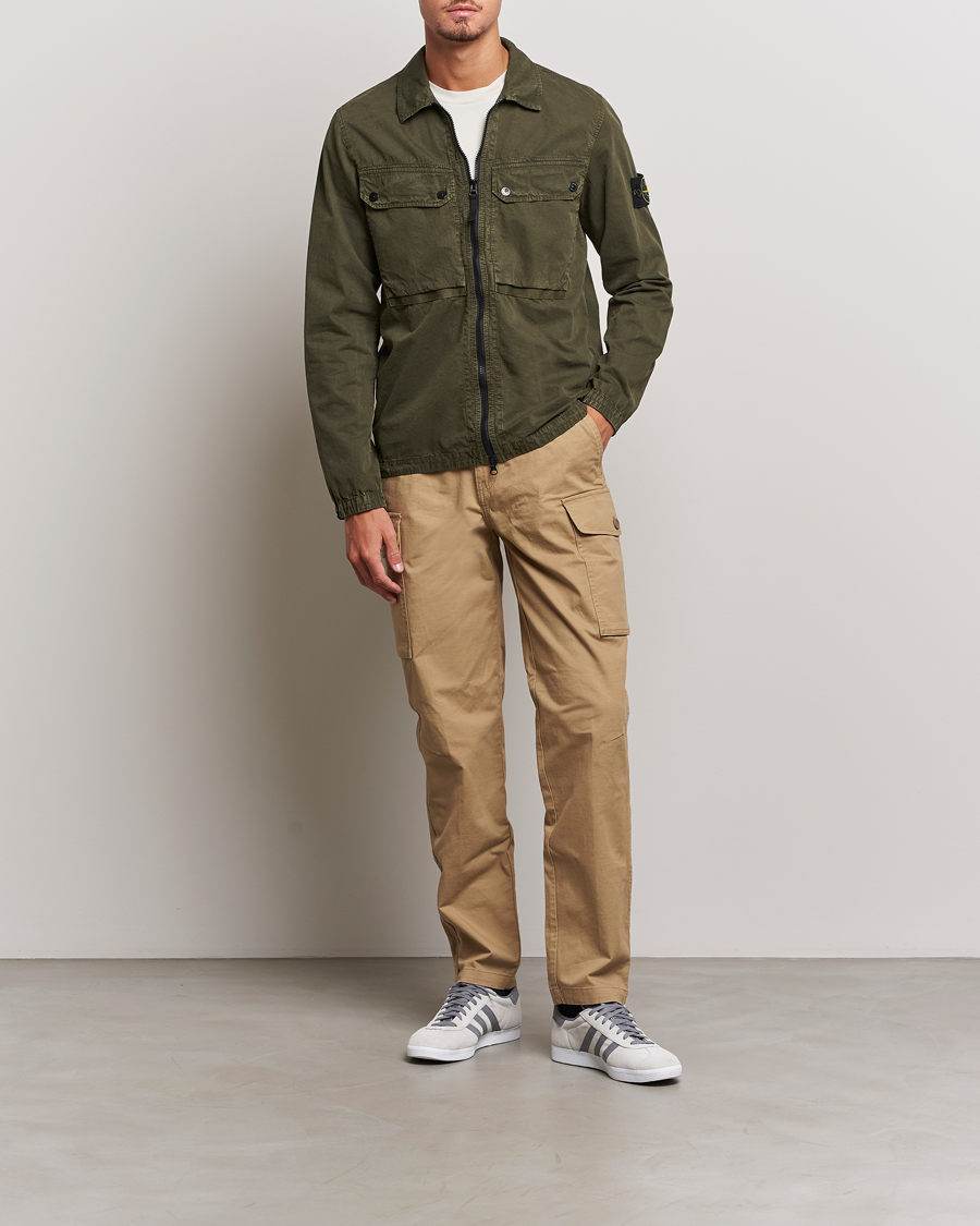 Herre | Skjorter | Stone Island | Garment Dyed Cotton Overshirt Olive