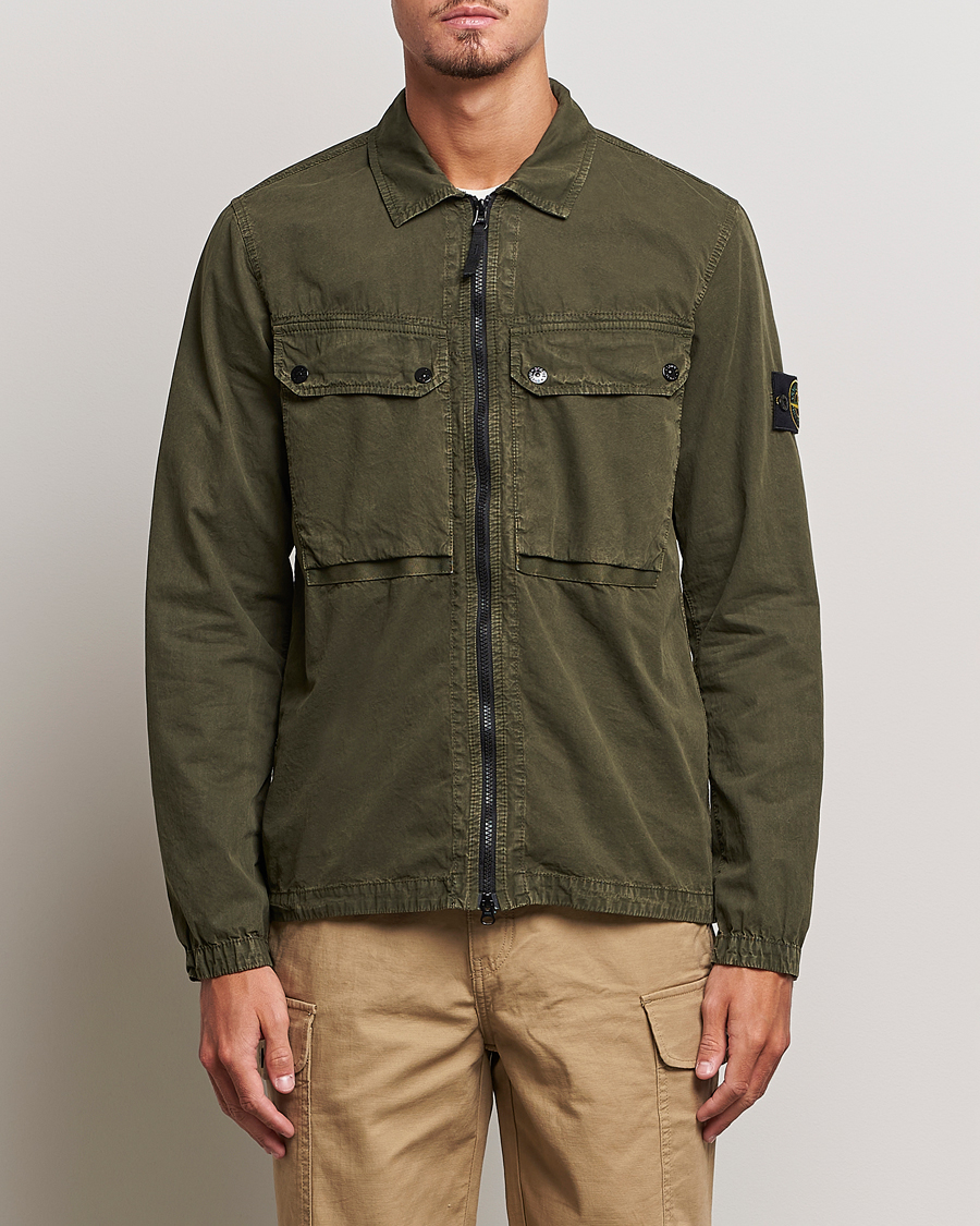 Herre | Skjorter | Stone Island | Garment Dyed Cotton Overshirt Olive