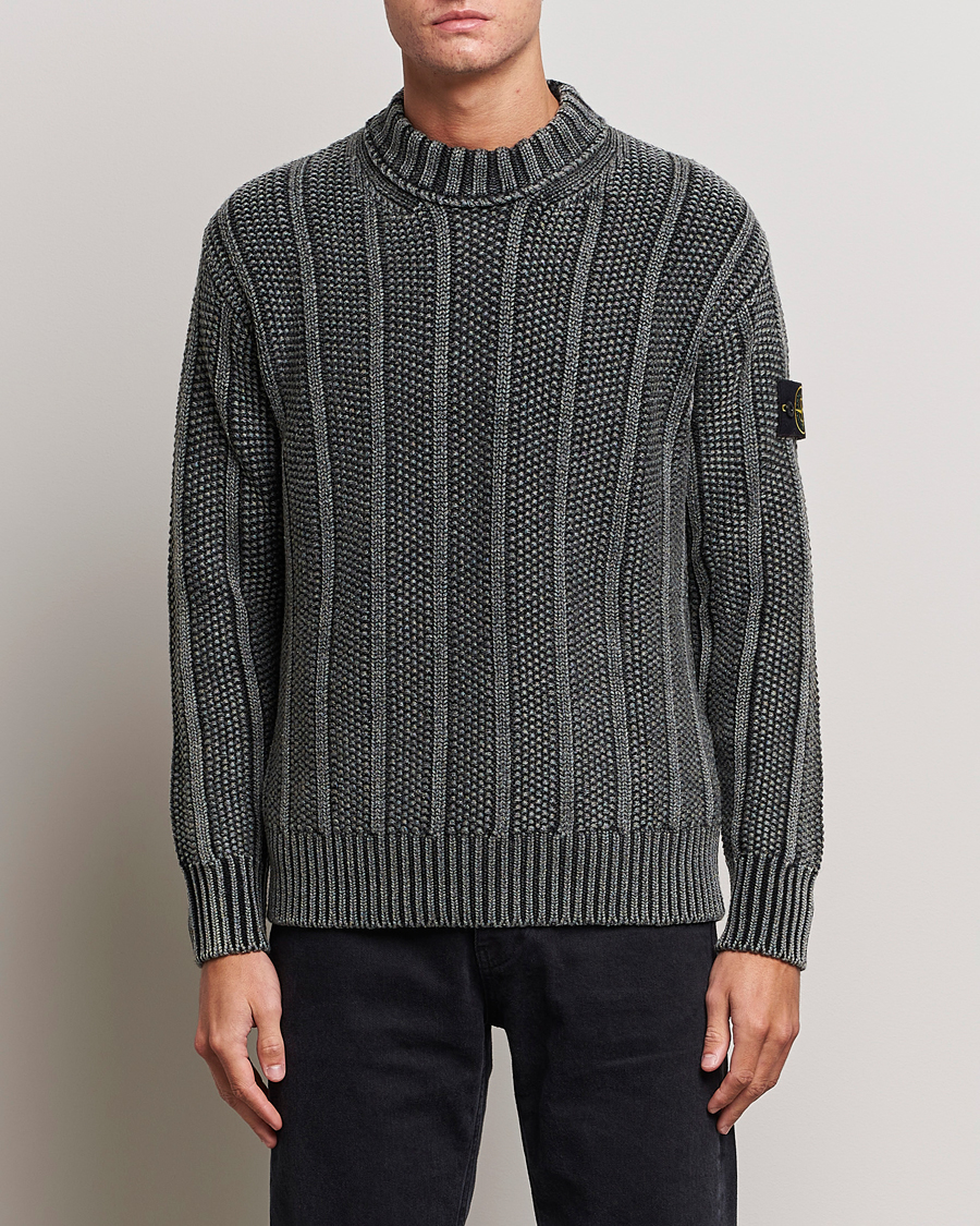 Herre | Strikkede trøjer | Stone Island | Knitted Wool Crewneck Black