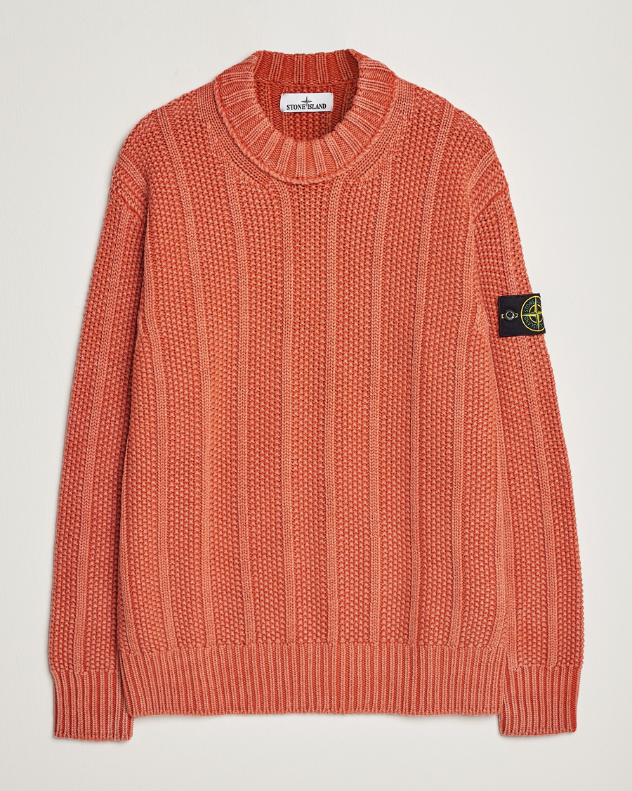 Herre | Trøjer | Stone Island | Knitted Wool Crewneck Orange Red