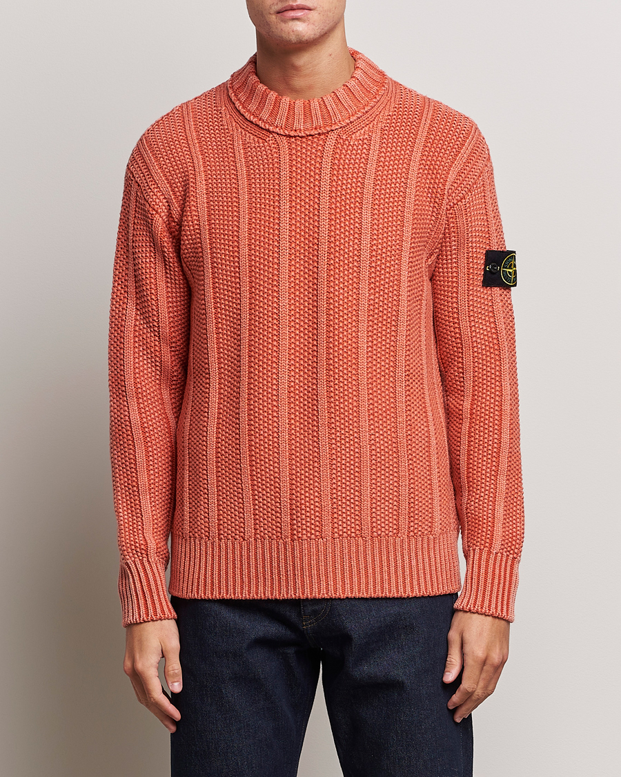Herre | Trøjer | Stone Island | Knitted Wool Crewneck Orange Red