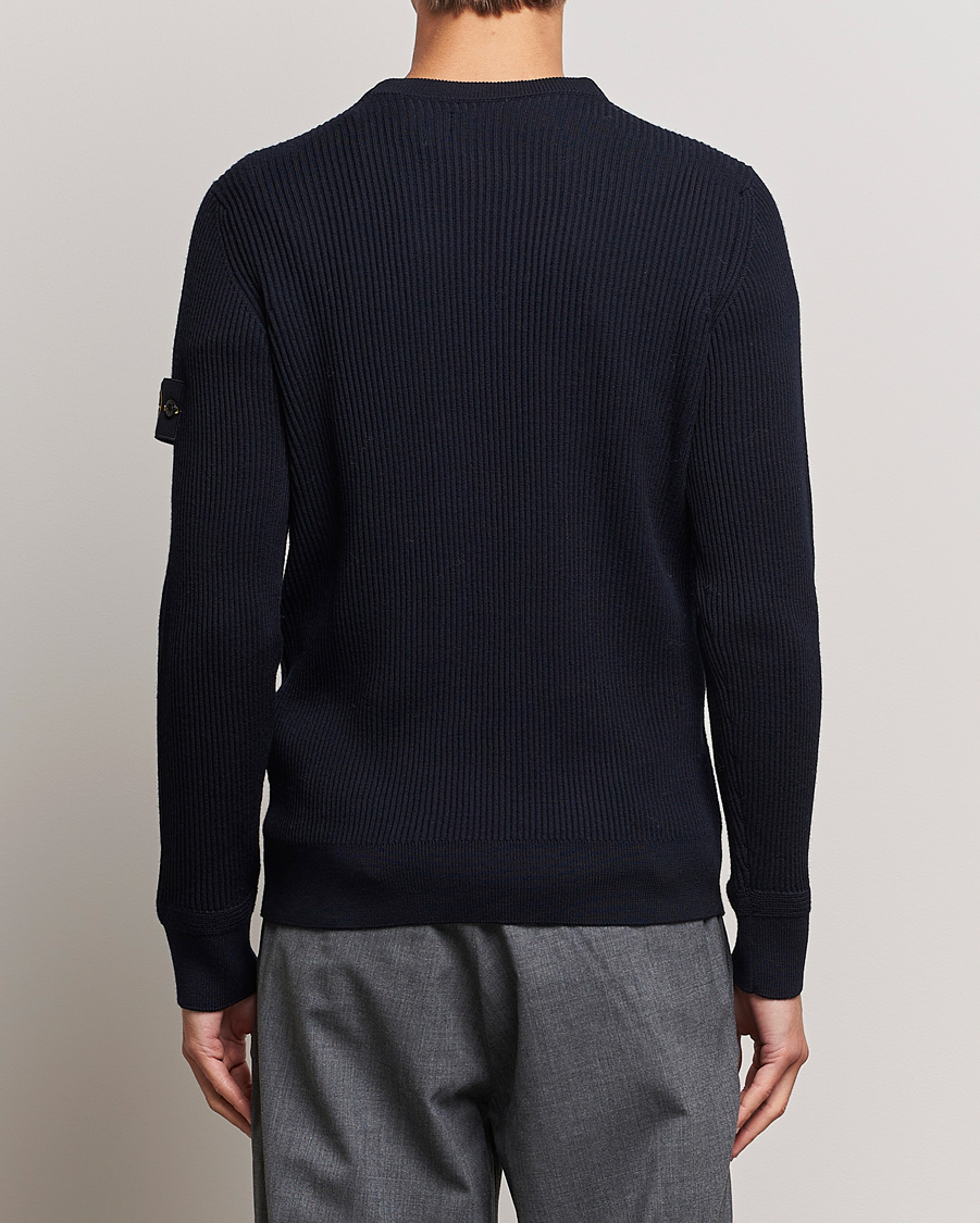 Herre | Trøjer | Stone Island | Rib Knitted Wool Sweater Navy Blue