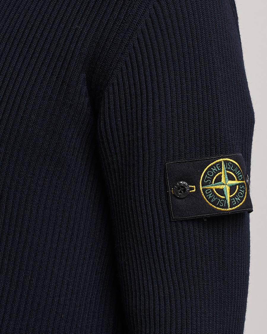 Herre | Trøjer | Stone Island | Rib Knitted Wool Sweater Navy Blue
