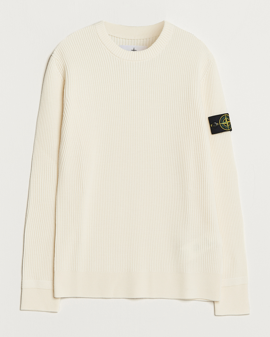 Herre | Trøjer | Stone Island | Rib Knitted Wool Sweater Natural