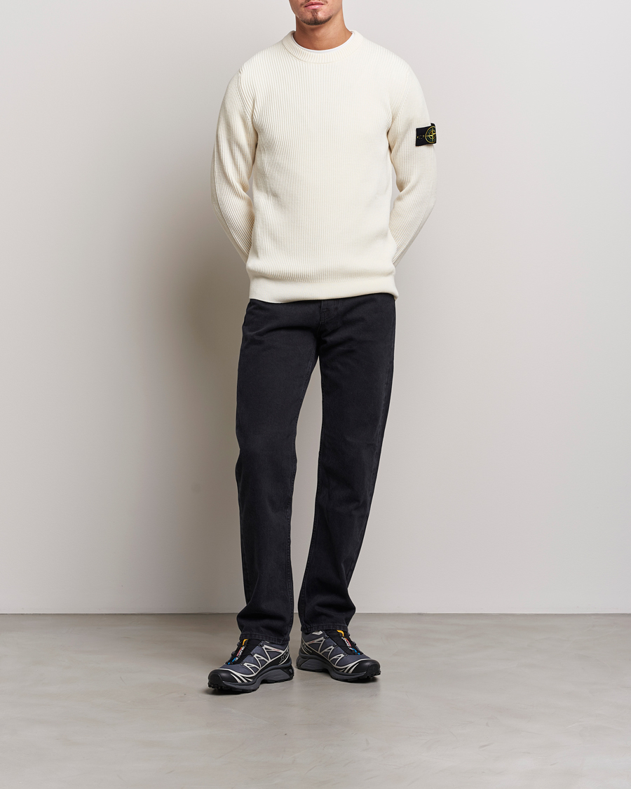 Herre | Trøjer | Stone Island | Rib Knitted Wool Sweater Natural