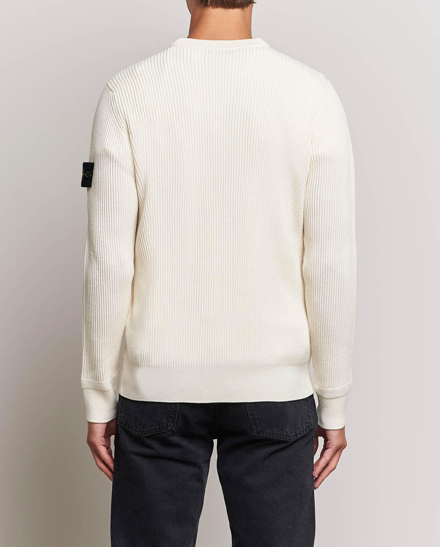 Herre | Trøjer | Stone Island | Rib Knitted Wool Sweater Natural