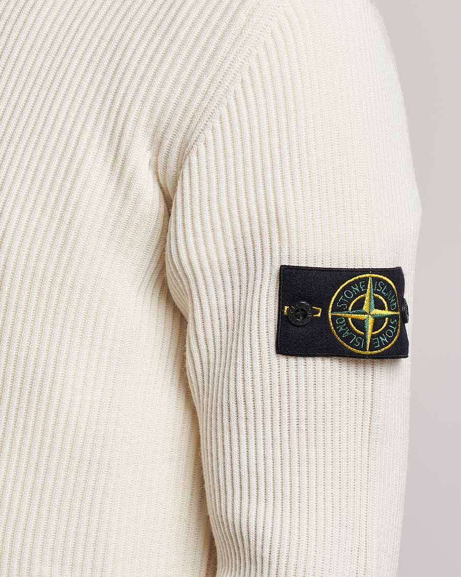 Herre | Trøjer | Stone Island | Rib Knitted Wool Sweater Natural