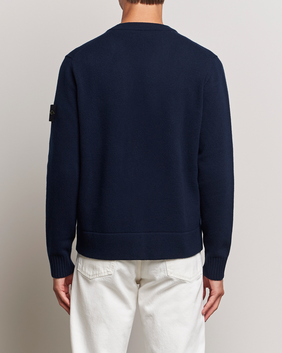 Herre | Trøjer | Stone Island | Knitted Geelong Wool Cardigan Navy Blue